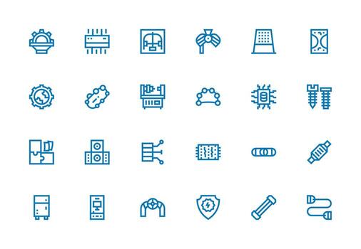24 Component Icons in Thick Line Line Aesthetic UI and UX Focused Icon Collection vector