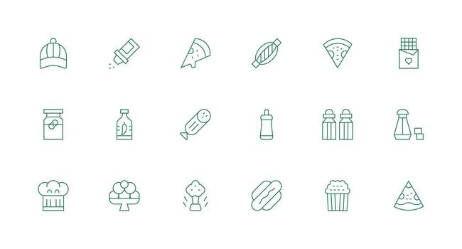 Minimal Line Style Gourmet Icons with 18 Vectors Icon Set for Web