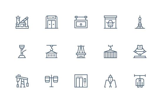 Lift Icon Set with 15 Regular Line Graphics Simplified Icon Pack for Visual Tools vector