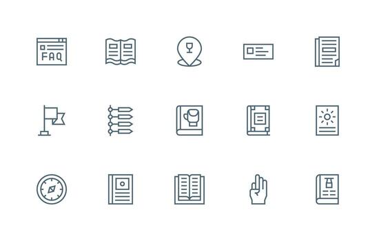 regular línea estilo guía íconos con 15 vectores escalable íconos para todas temas