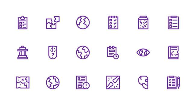 Incomplete Icon Collection with 18 Strong Stroke Line Designs Sharp Icons for Presentations vector