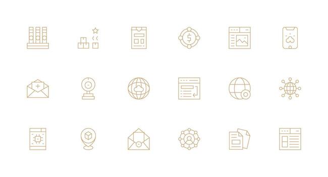 en línea icono conjunto con 18 mínimo línea gráficos completamente editable icono conjunto para web vector