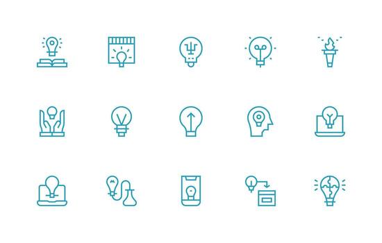 15 Icons for Inspiration in Regular Line Format Dashboard Icon Series vector