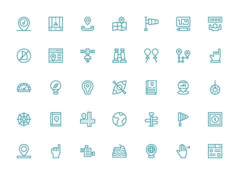 35 Regular Clean Line Icons for Navigation Graphics Professional Icon Set vector