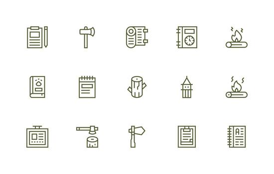 Iniciar sesión icono conjunto con 15 regular línea gráficos agudo íconos para presentaciones vector