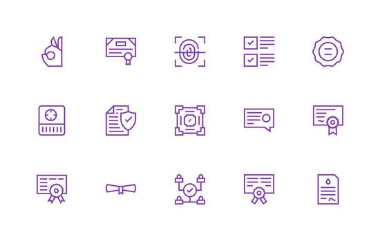 Regular Line Icons from Validation Set with 15 Vectors Balanced Icon Set for Functional Design