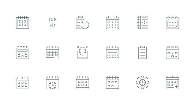 equipo presentando 18 íconos en mínimo línea diseño núcleo icono colección para diario Tareas vector