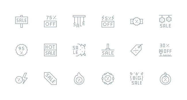 18 Minimal Line Icons for Flash Sale Graphics Complete Icon Bundle for Web Design vector
