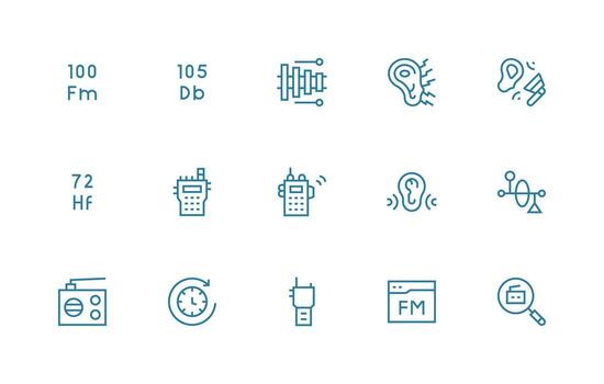 Frequency featuring 15 Icons in Regular Line Design Icon Set for Projects vector