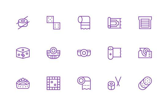 15 Icons for Roll in Regular Line Format Pixel Perfect Icon Set vector