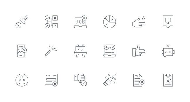 Fail Icon Set with 18 Minimal Line Graphics High-Resolution Icons for Any Platform vector
