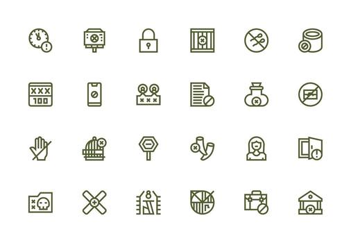 24 Icons for Access Denied in Thick Line Line Format Multi-Style Icon Collection vector