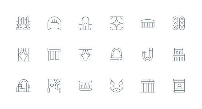 Arch Icon Collection with 18 Minimal Line Designs Flexible Icon System for Web Interfaces vector
