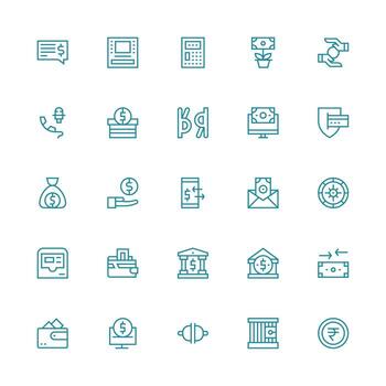 Banking featuring 25 Icons in Medium Stroke Outline Design Well-Structured Icons for Creative Use vector