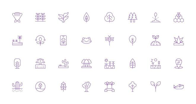 Thin Line Icons from Ecosystem Set with 32 Vectors Icon Pack for Various Themes