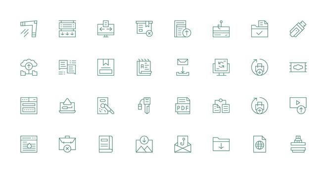 32 Delgado línea diseños para digital archivo íconos completamente editable icono conjunto para web vector