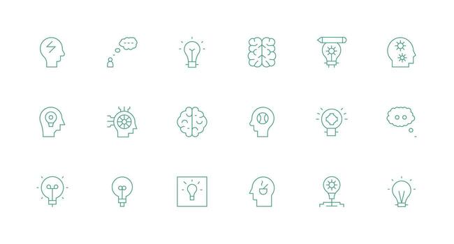 Thinking Icon Collection with 18 Minimal Line Designs Flexible Icon System for Web Interfaces vector