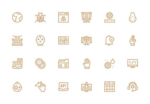 Software Icon Set with 24 Thick Line Line Graphics Standard Icon Pack vector