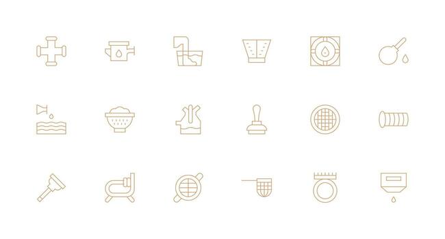 18 Icons for Drain in Minimal Line Format Customizable Icon Series for Mobile Screens vector