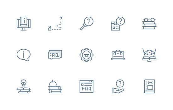 15 íconos para conocimiento base en regular línea formato completamente editable icono conjunto para web vector