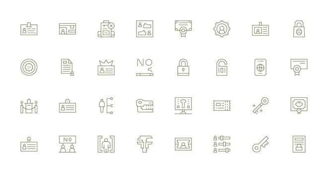 Authorization Icon Collection with 32 Thin Line Designs Quick Access Icons for UI Development vector