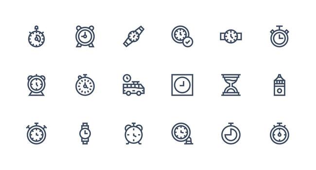 18 Strong Stroke Line Icons for Punctuality Graphics Layout Icon Collection vector