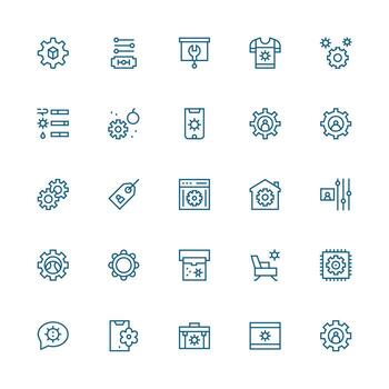 medio carrera contorno estilo personalización íconos con 25 vectores interfaz icono colección para diario proyectos