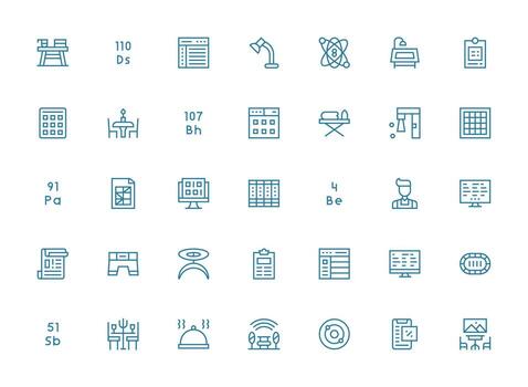 35 Regular Clean Line Designs for Table Icons Flexible Icon System for Web Interfaces vector