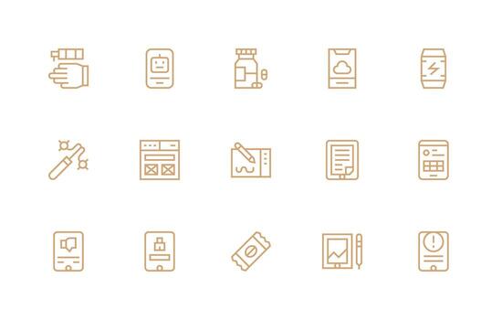 Tablet Icon Collection with 15 Regular Line Designs Multi-Purpose Icon Set vector