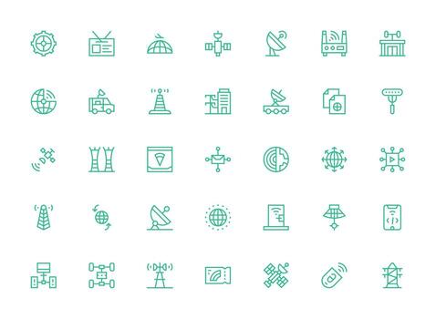 Regular Clean Line Style Transmission Icons with 35 Vectors Core Icon Collection for Daily Tasks