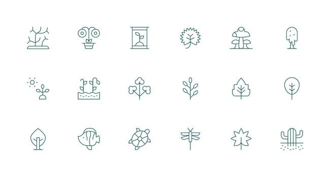 Ecosystem Icon Set with 18 Minimal Line Graphics Icon Set for Web vector