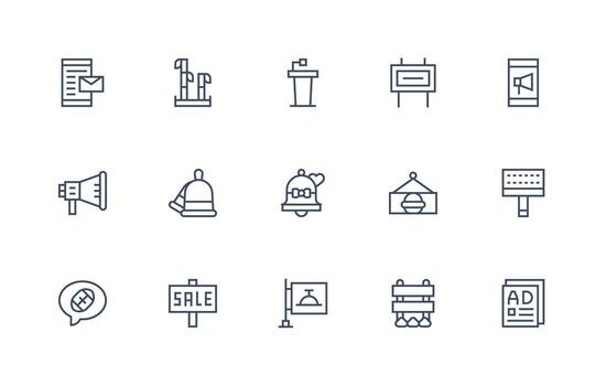 15 Regular Line Vectors for Announcement Theme Clean Icon Set Icon Pack for UI Projects