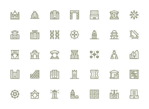 estructura icono colección con 35 regular limpiar línea diseños escalable íconos para multiplataforma interfaces vector