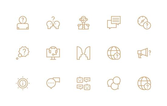 Question Visual Pack containing 15 Regular Line Icons Functional Icon Series vector