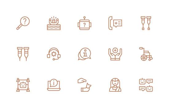 Assistance including 15 Regular Line Illustrations Quick Access Icons for UI Development vector
