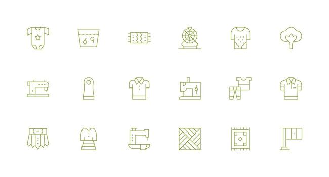 18 Icons for Textile in Minimal Line Format Neat Icon Set vector