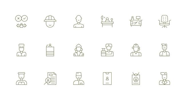 Employee Design Icons featuring 18 in Minimal Line Style Core Icon Collection for Daily Tasks vector