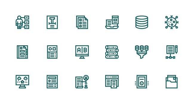 18 Strong Stroke Line Vectors for Information Management Theme Well-Structured Icons for Creative Use