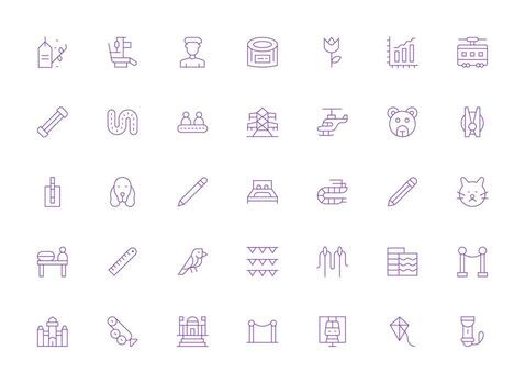 línea conjunto con 35 ligero línea íconos limpiar icono colección para web utilizar vector