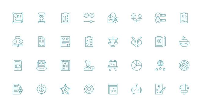 Assessment Design Icons featuring 32 in Thin Line Style Quick Access Icons for UI Development vector
