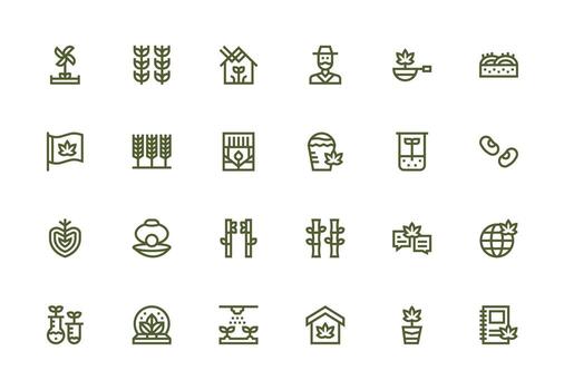 24 grueso línea línea íconos para cultivo gráficos completamente editable icono conjunto para web vector