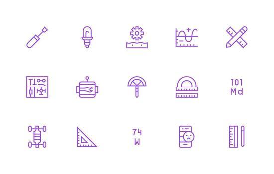 15 Icons for Technical in Regular Line Format Clean Icon Set Icon Pack for UI Projects vector