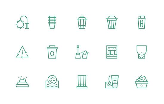 Disposal Set with 15 Regular Line Icons Multi-Purpose Icon Set vector