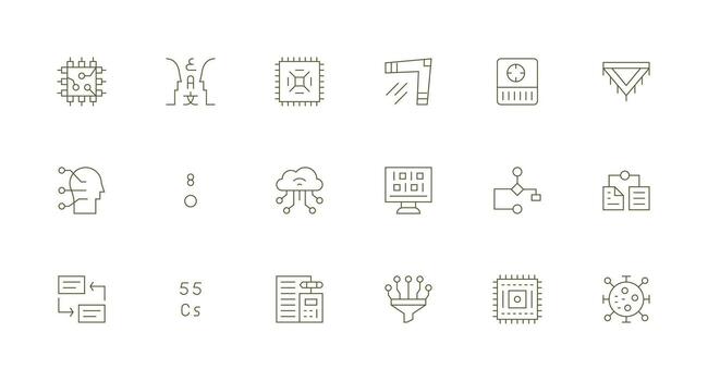 Minimal Line Style Data Processing Icons with 18 Vectors Organized Icon Pack for Quick Access