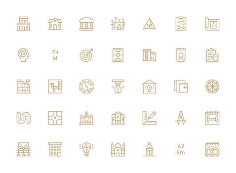 Regular Clean Line Icons from Plan Set with 35 Vectors Full Icon Library for UI Designers