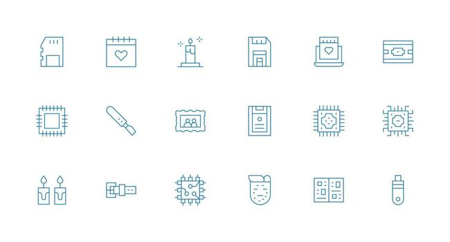 Memory Visual Pack containing 18 Minimal Line Icons Design Ready Icon Set for Teams vector