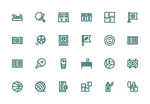 24 Match Icons in Thick Line Line Aesthetic Minimal Icon Set for Interface Projects vector
