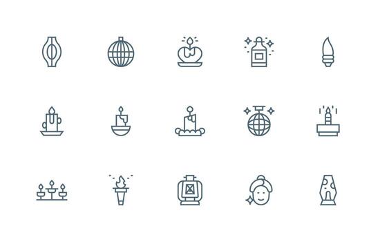 Glow Set with 15 Regular Line Icons Multi-Style Icons for Creative Projects vector
