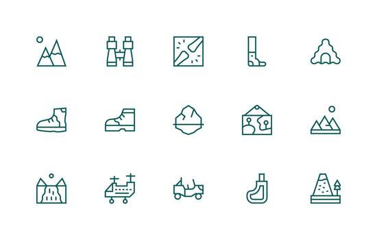 Terrain Set with 15 Regular Line Icons Professional Icon Pack for Development Work vector