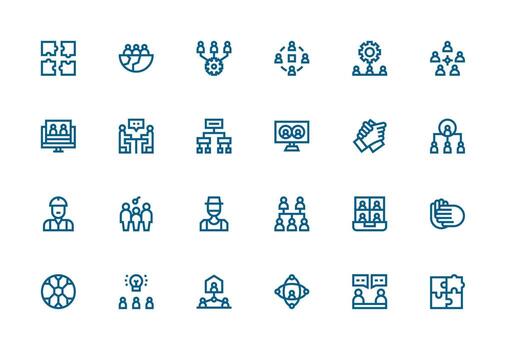 24 Icons for Teamwork in Thick Line Line Format Functional Icon Series vector